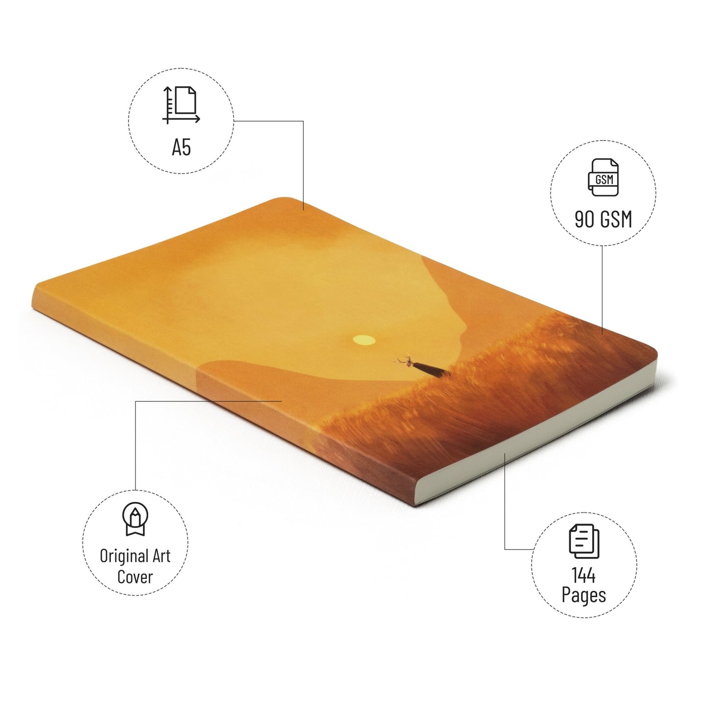 Aesthetic Journal Notebook A5 | Original Art Cover - Uncanny Valley - 144 pages | Dotgrid & Unruled - Petal Black Store