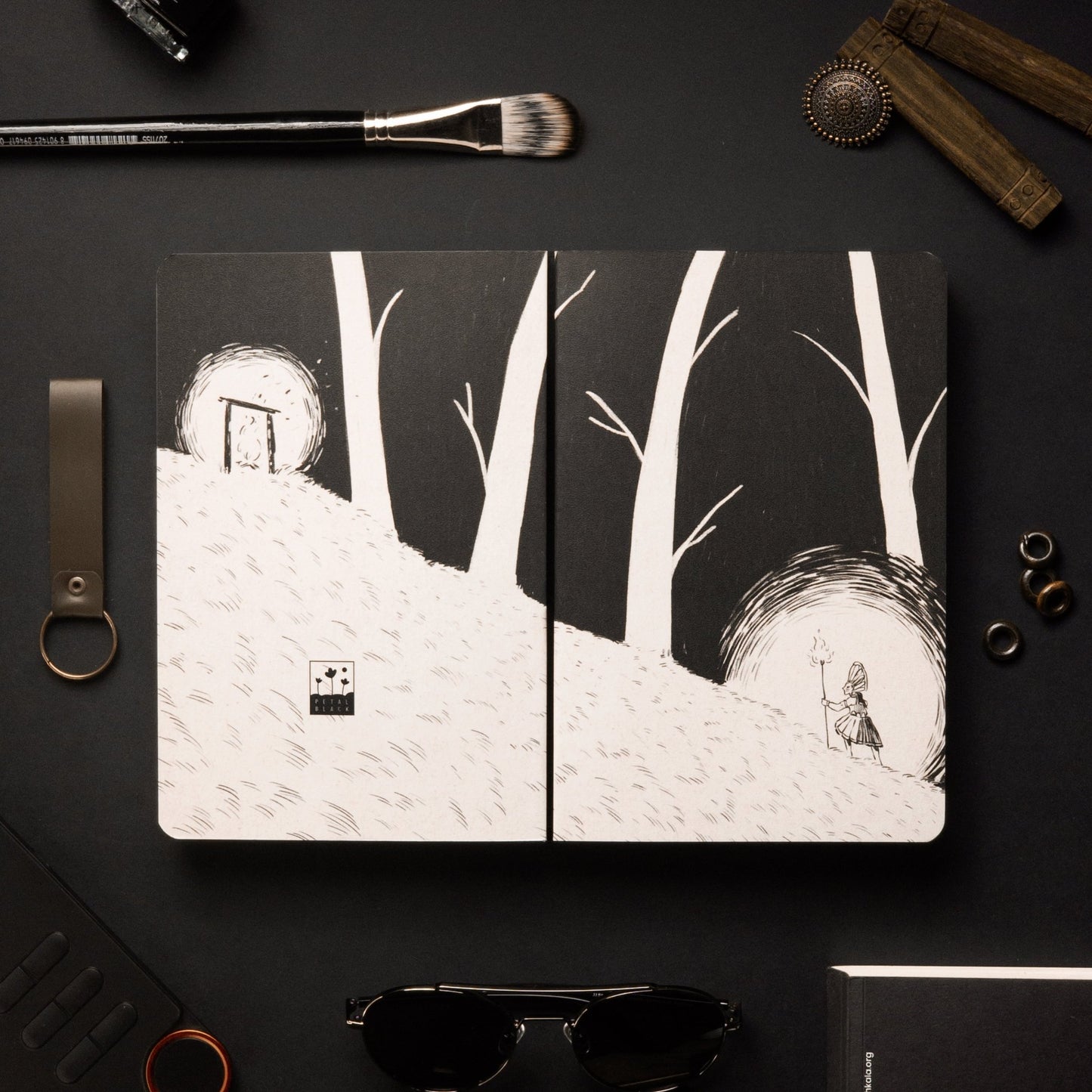 A5 JOURNAL NOTEBOOK with Original Art Cover by Indian Artists | Theyyam Inspired - Petal Black Store