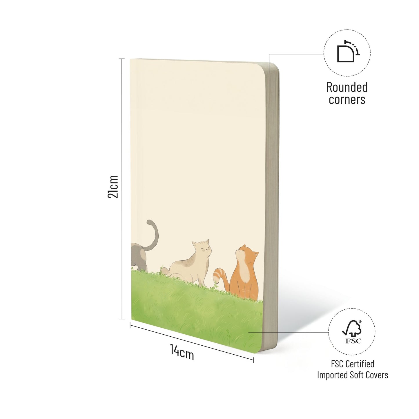 Aesthetic Journal Notebook - for Writers, Creators, Designers & Artists | Cat - theme Art Cover - Petal Black Store