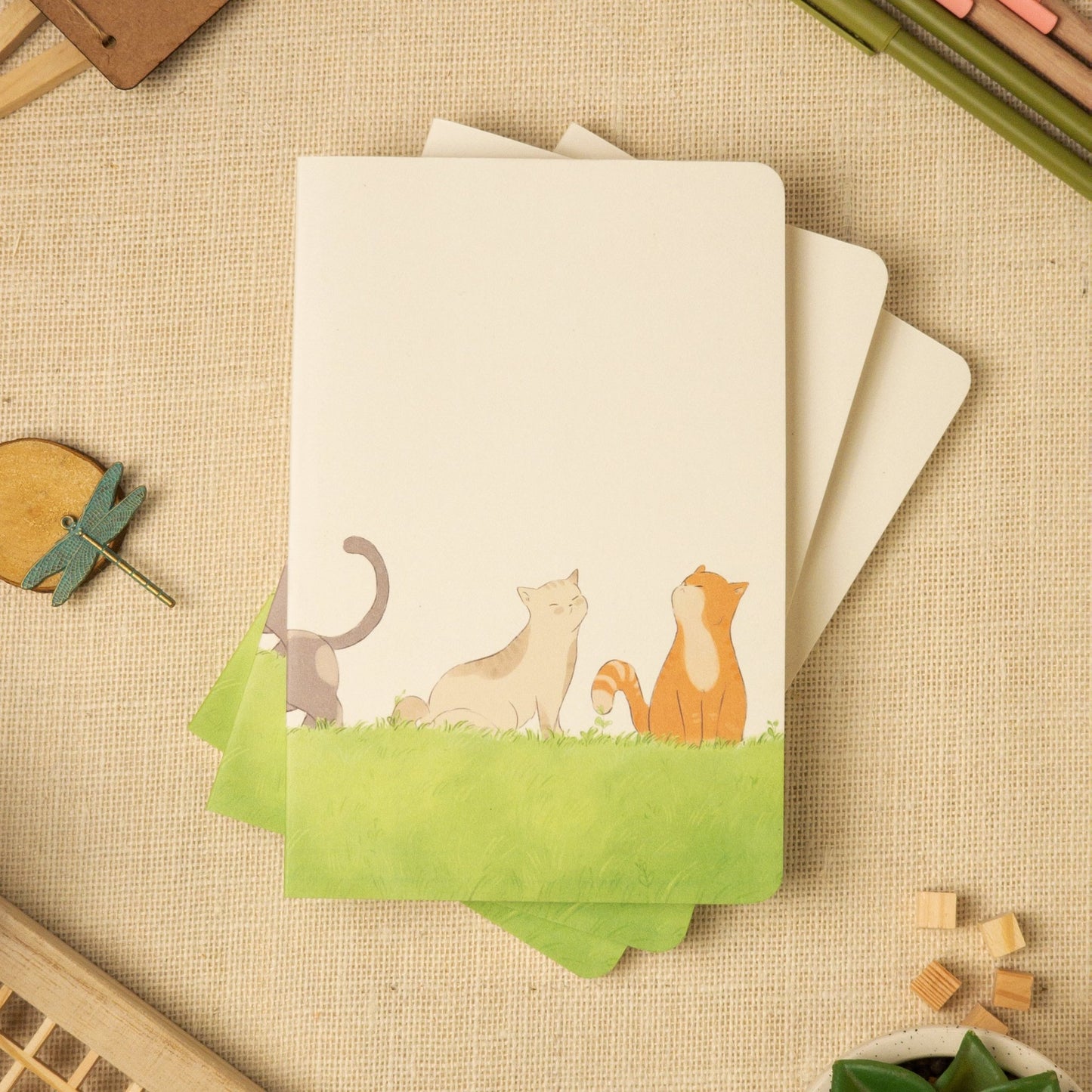 Aesthetic Journal Notebook - for Writers, Creators, Designers & Artists | Cat - theme Art Cover - Petal Black Store