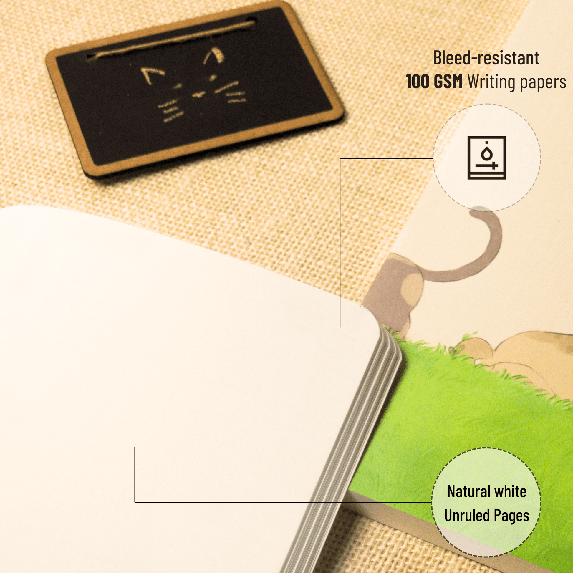 Aesthetic Journal Notebook - for Writers, Creators, Designers & Artists | Lawn Meower - Cat - theme Art Cover by Indian Artists - Petal Black Store