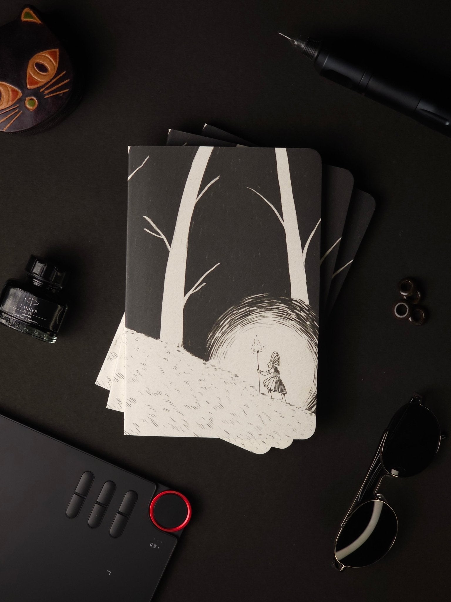 Aesthetic JOURNAL NOTEBOOK with Theyyam - Inspired Original Art Cover by Indian Artists - Petal Black Store